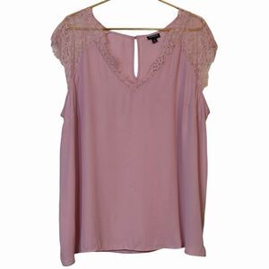 Plus Size Blouse Women 2X Pink Lace Boho Romantic Flowy Casual Summer Top Shirt